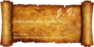 Jablonszky Iván névjegykártya