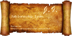 Jablonszky Iván névjegykártya